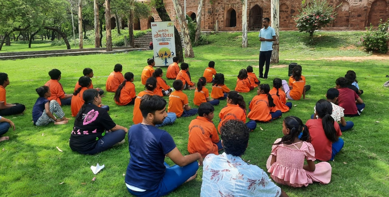 Bal Sanskarshala Students Practiced Yoga, Received School Uniforms